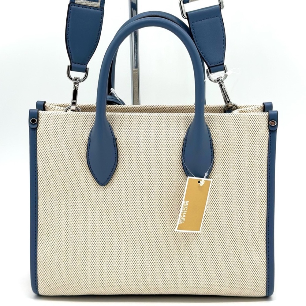 Michael Kors Mirella Small Pebbled Leather Crossbody Bag Denim Blue - Picture 6 of 13